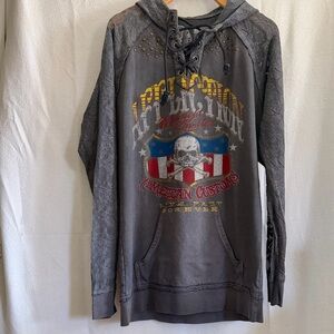 Affliction Gray Hoodie Sweater Size XL